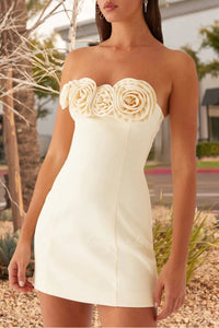 Strapless 3D Floral Sheath Homecoming Dress