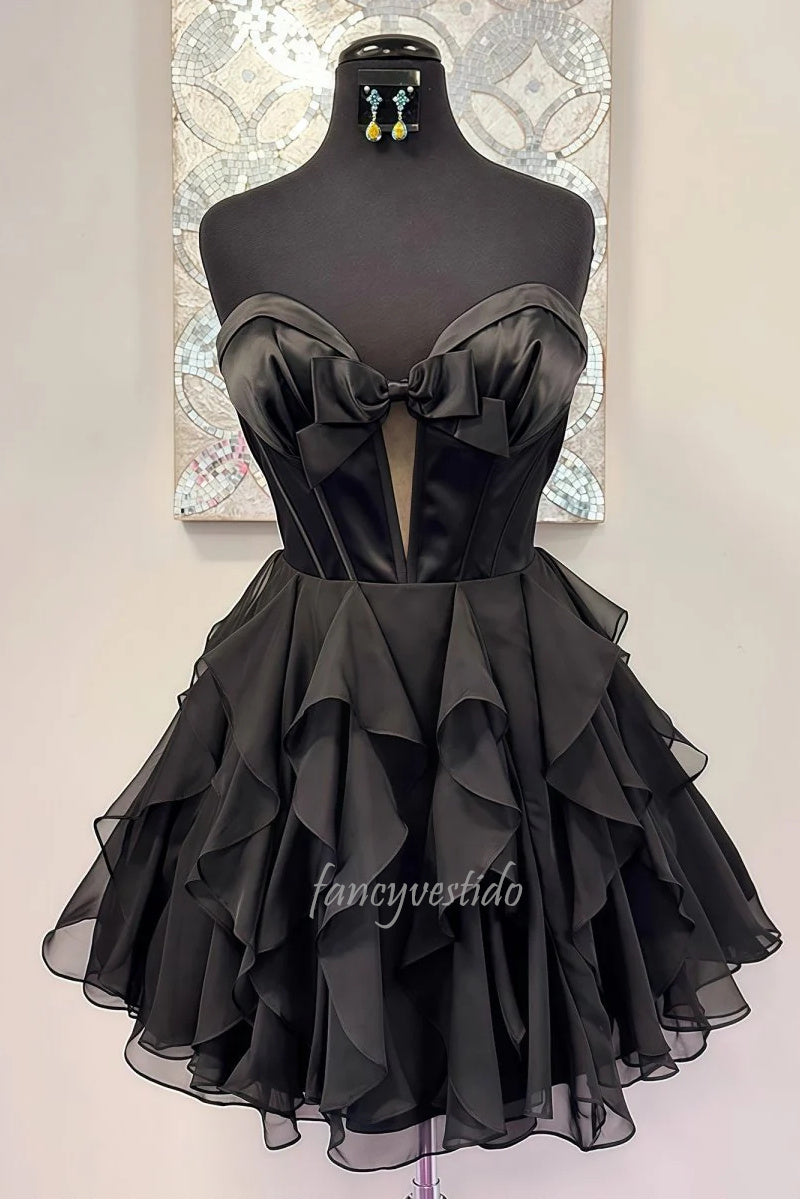 Sweetheart Keyhole A-Line Layered Homecoming Dress