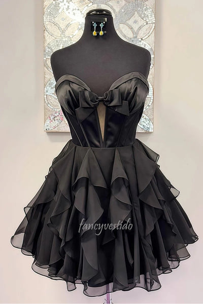 Sweetheart Keyhole A-Line Layered Homecoming Dress