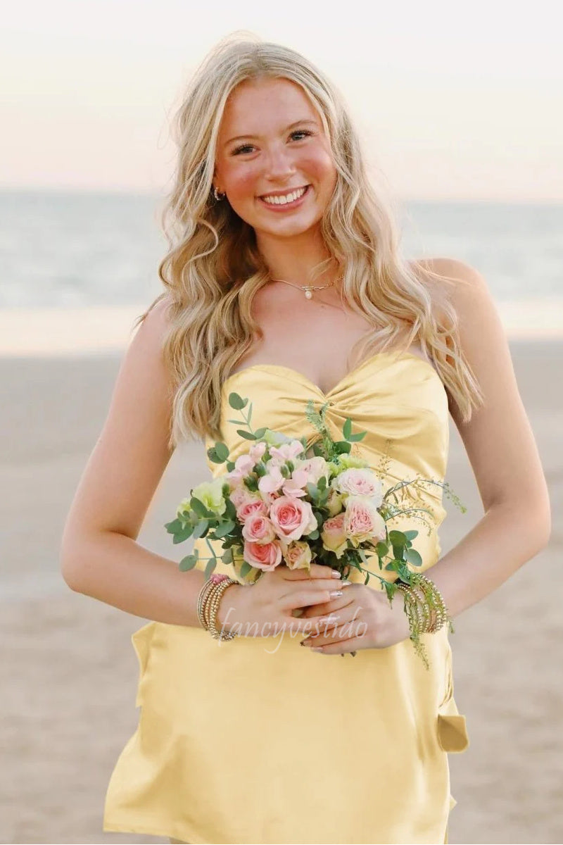 Sweetheart Aqua Short Dress with Bow Back