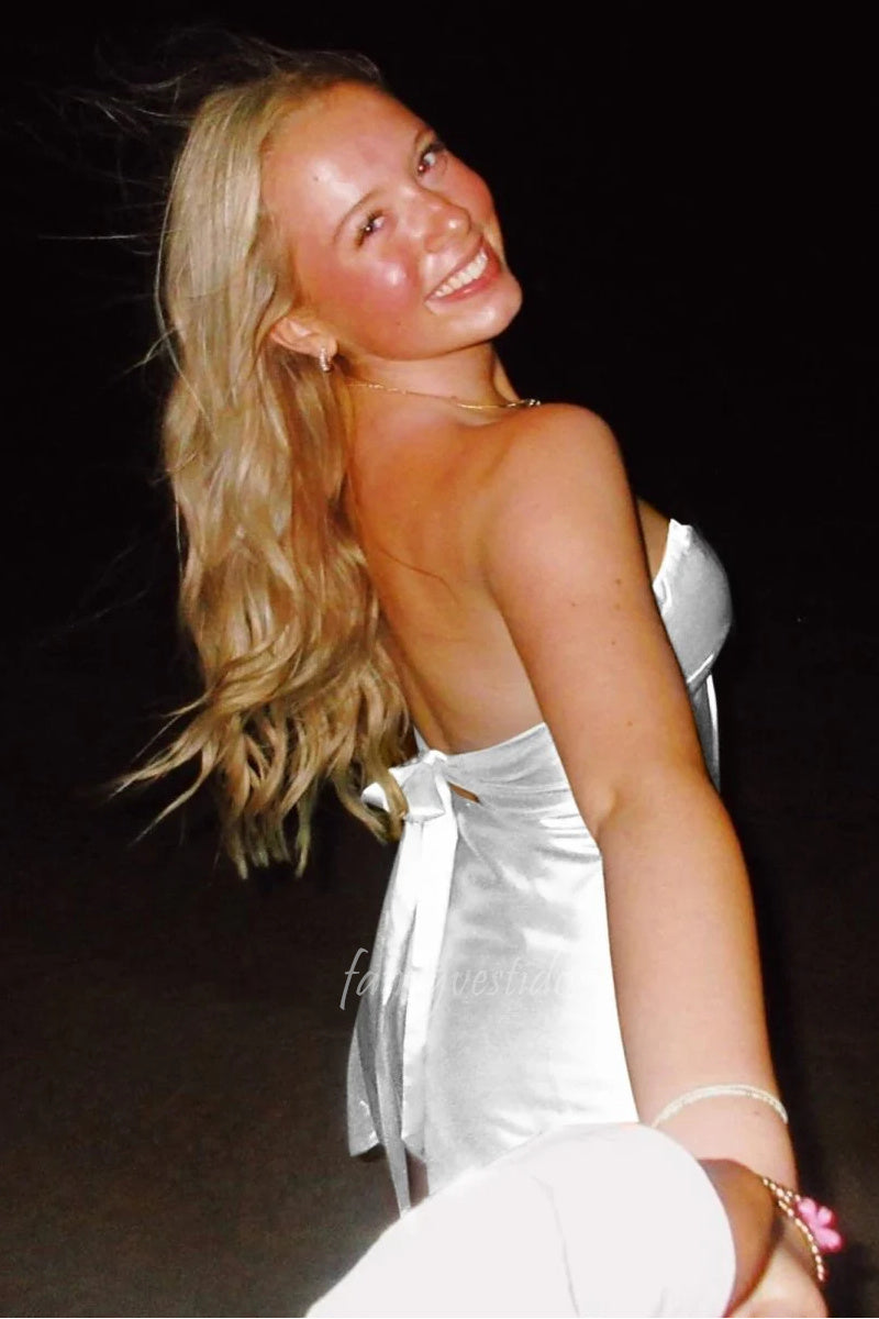 Sweetheart Aqua Short Dress with Bow Back