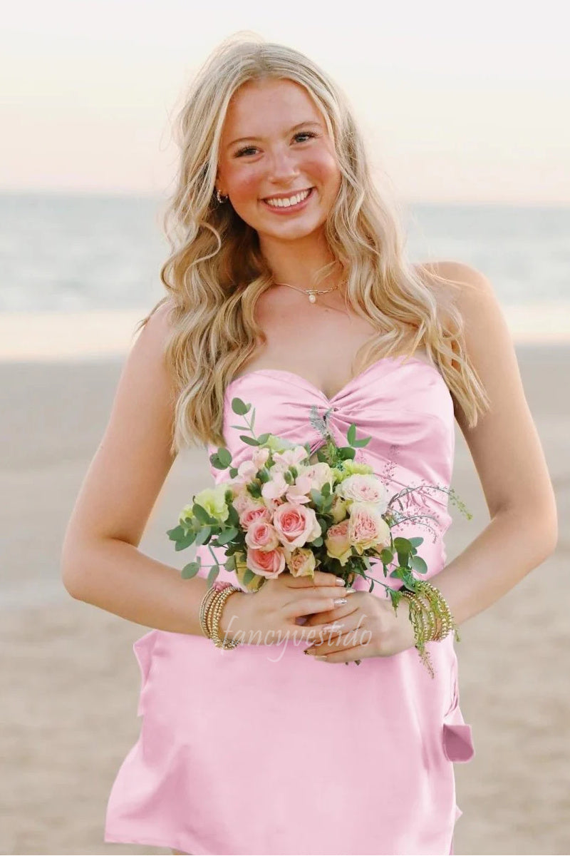 Sweetheart Aqua Short Dress with Bow Back