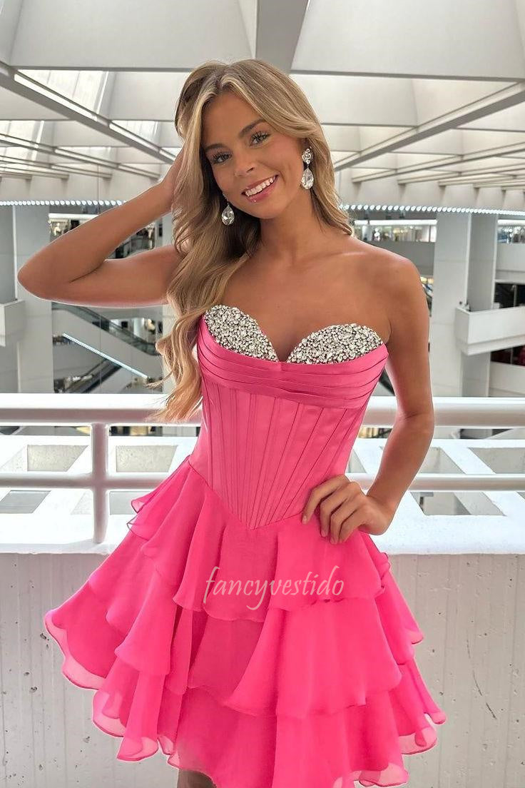 Sweetheart Sequin A-Line Ruffle Homecoming Dress