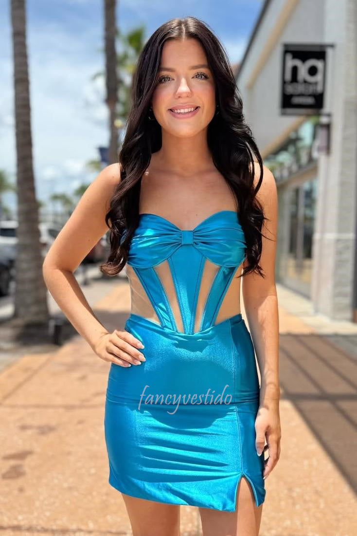 Strapless Pleated Cutout Tight Homecoming Dress