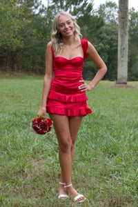 Ruffle Straps Sweetheart Bodycon Homecoming Dress