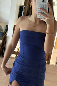 Strapless Tight Short Party Homecoming Dress with Slit