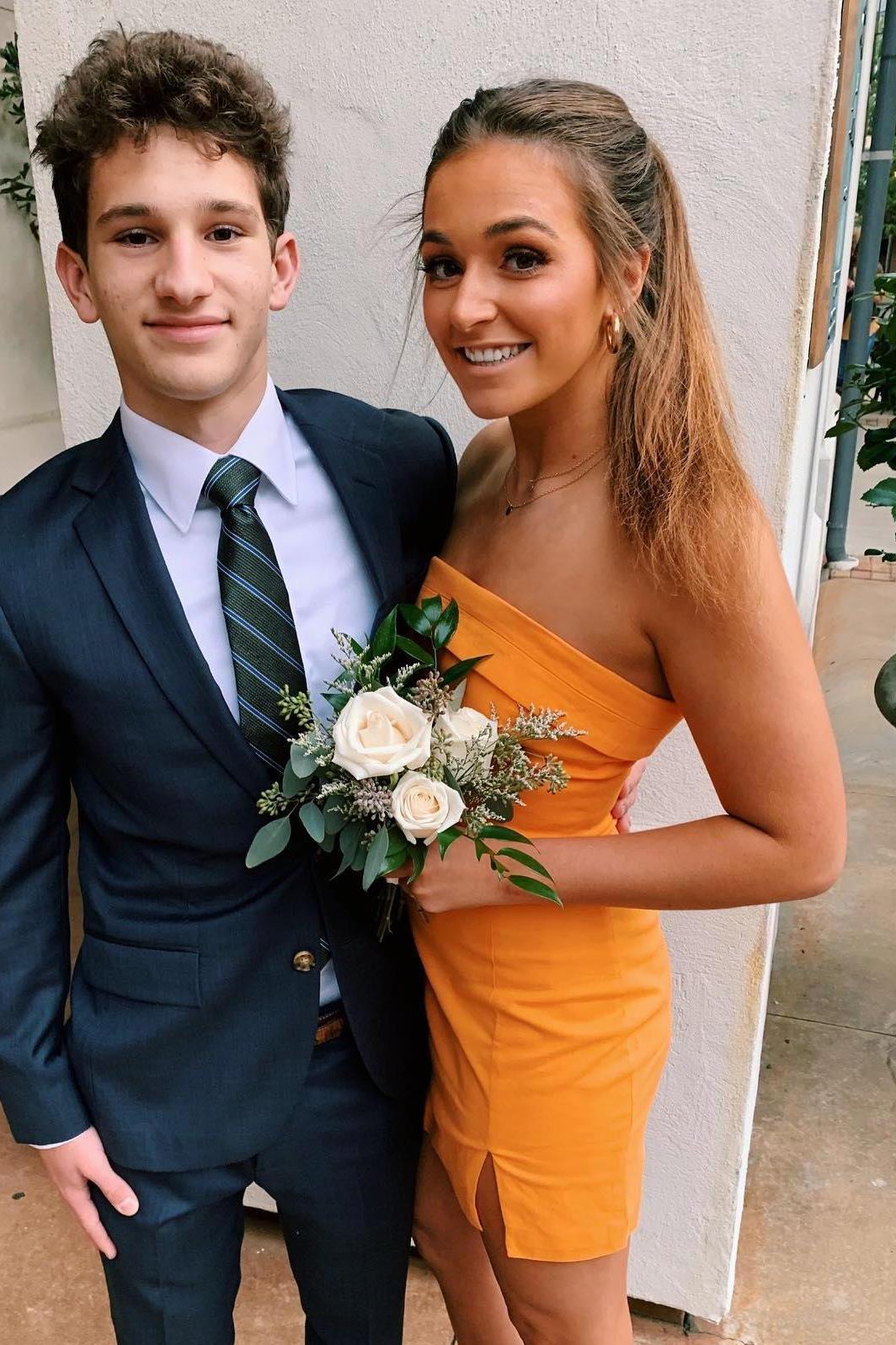 Strapless Tight Short Party Homecoming Dress with Slit
