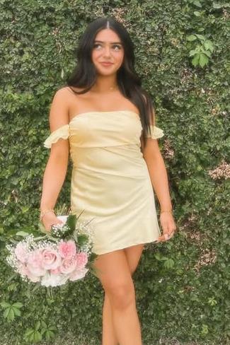 Ruffle Off Shoulder Ruched Party Homecoming Dress
