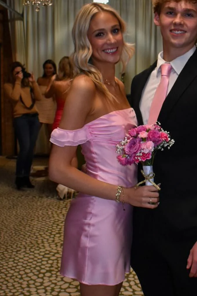 Ruffle Off Shoulder Ruched Party Homecoming Dress