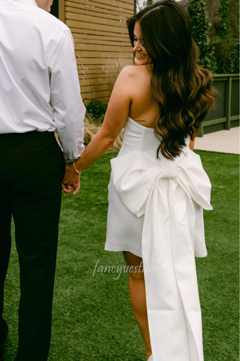 Strapless Tight Party Homecoming Dress with Bow Back
