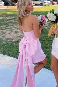 Strapless Tight Party Homecoming Dress with Bow Back