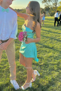 Strapless Pleated A-Line Party Homecoming Dress