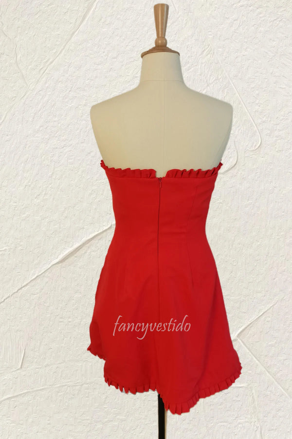 Strapless Red Bodycon Party Homecoming Dress