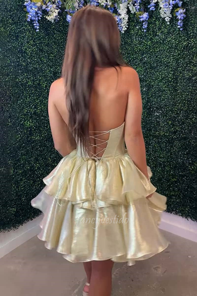 Sparkly Sweetheart Corset Ruffle Homecoming Dress