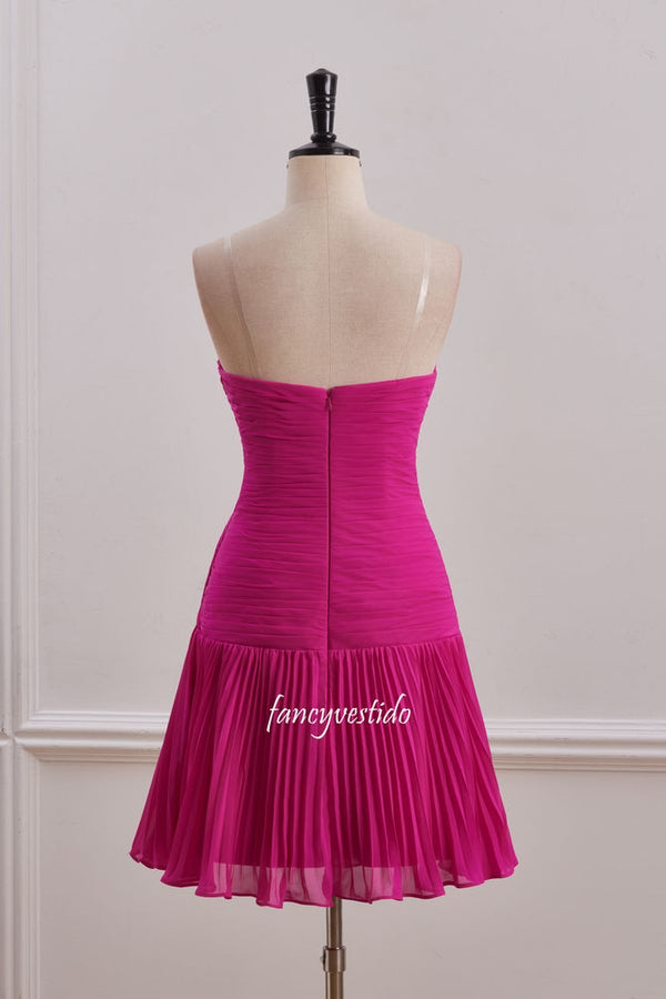 Sweetheart Fuchsic Keyhole Chiffon  A-Line Homecoming Dress