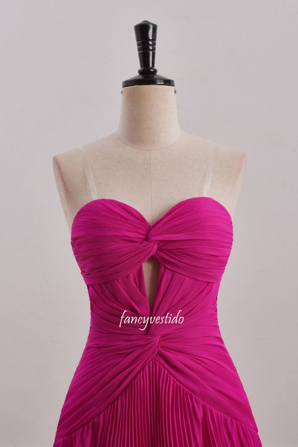 Sweetheart Fuchsic Keyhole Chiffon  A-Line Homecoming Dress