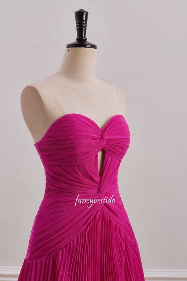 Sweetheart Fuchsic Keyhole Chiffon  A-Line Homecoming Dress