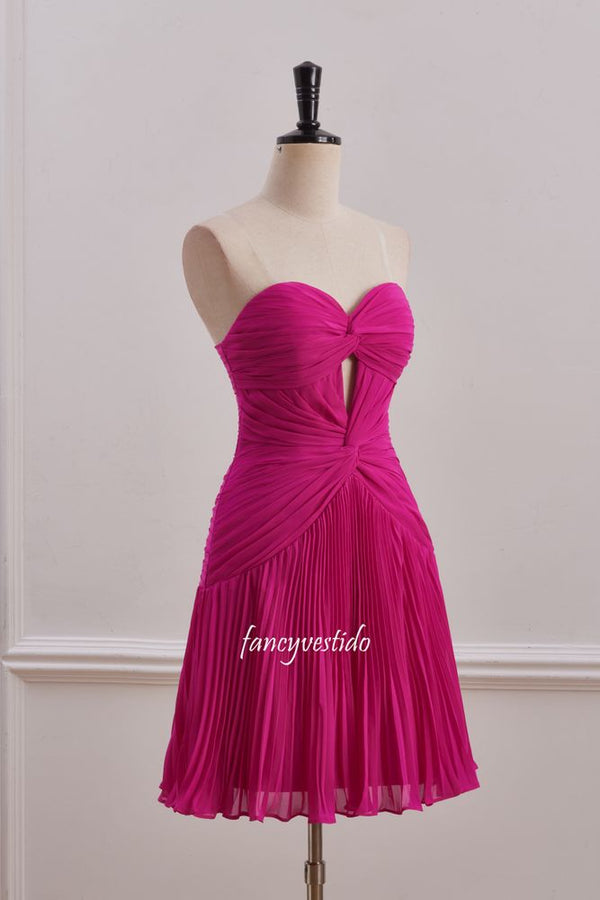 Sweetheart Fuchsic Keyhole Chiffon  A-Line Homecoming Dress