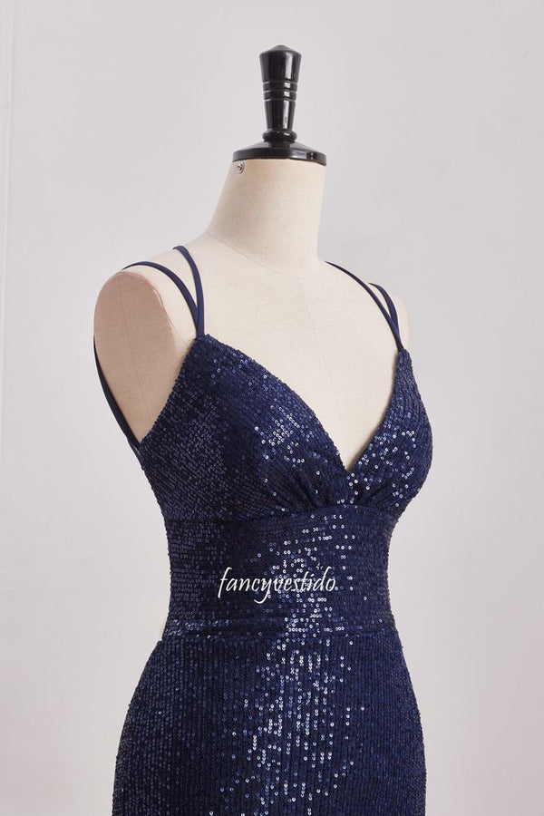 Double Straps V-Neck Sequin Tight Homecoming Dress