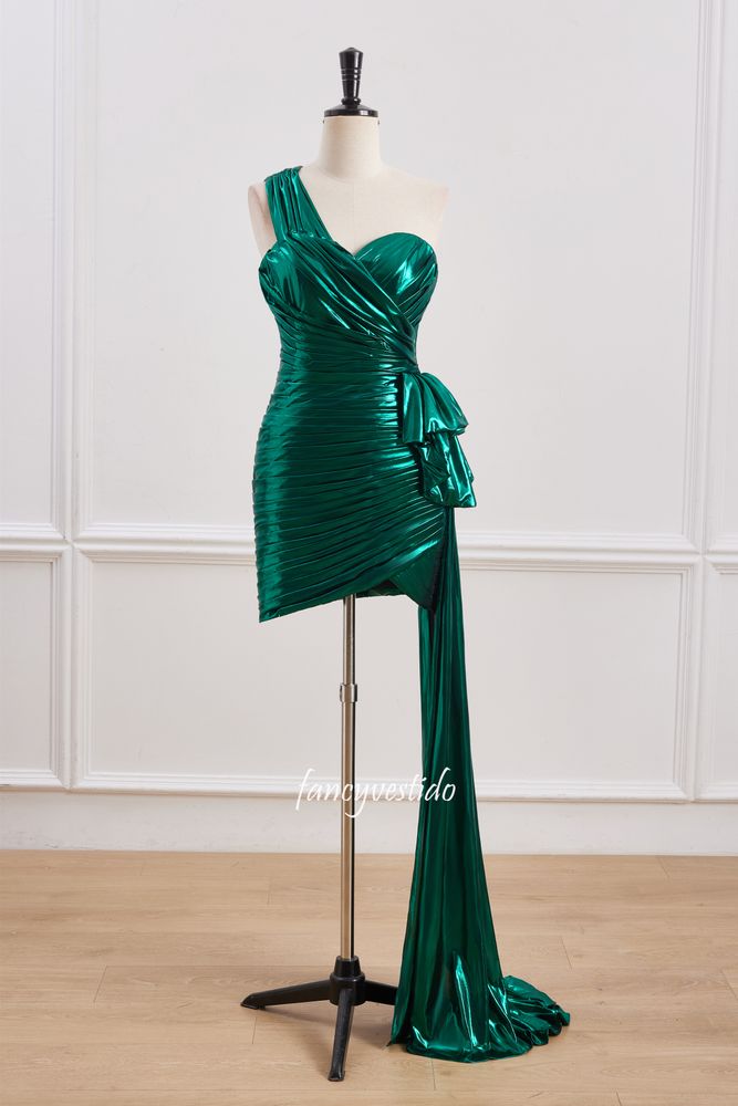 One Shoulder Pleated Bodycon Homecoming Dress with Belt