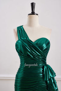 One Shoulder Pleated Bodycon Homecoming Dress with Belt