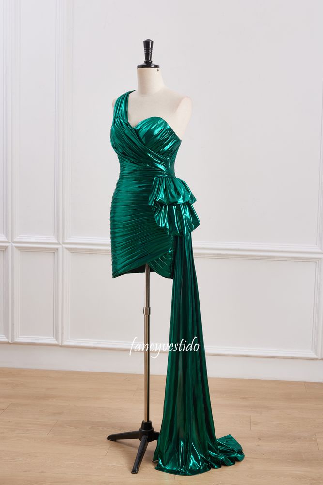 One Shoulder Pleated Bodycon Homecoming Dress with Belt