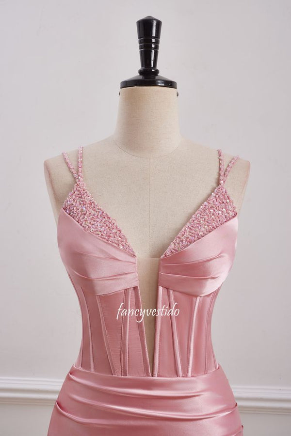 Double Straps Corset Sequin Ruched Homecoming Dress