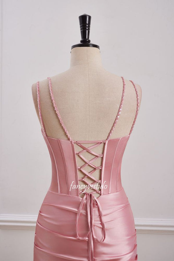 Double Straps Corset Sequin Ruched Homecoming Dress