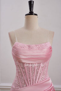 Strapless Pink Pleated Applique Tight Homecoming Dress