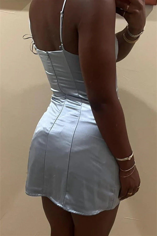 Spaghetti Straps Tight Short Homecoming Dress with Floral