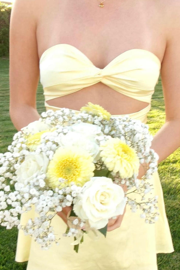 Sweetheart Twists Yellow A-Line Short Homecoming Dress