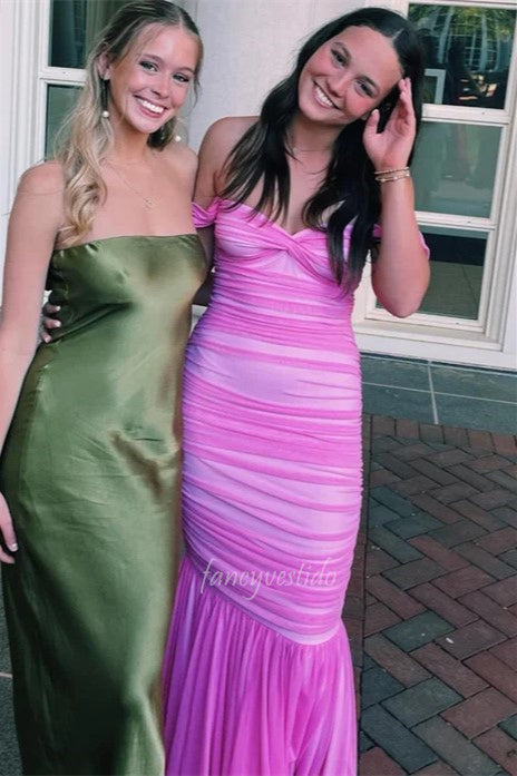 Off the Shoulder Sweetheart Ruched Mermaid Prom Dress