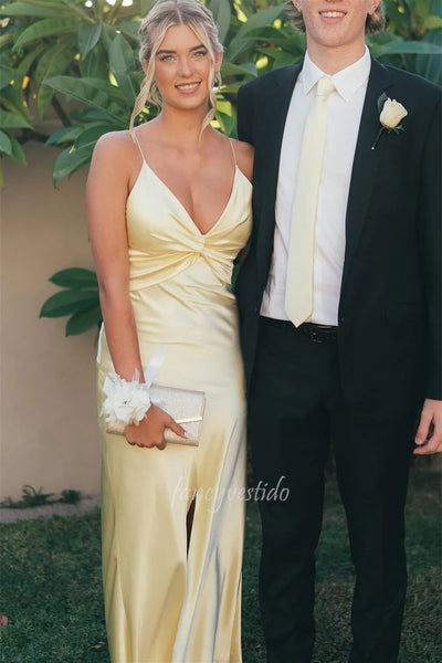 Chic Straps V-Neck Twist Knot Mermaid Prom Dress with Slit