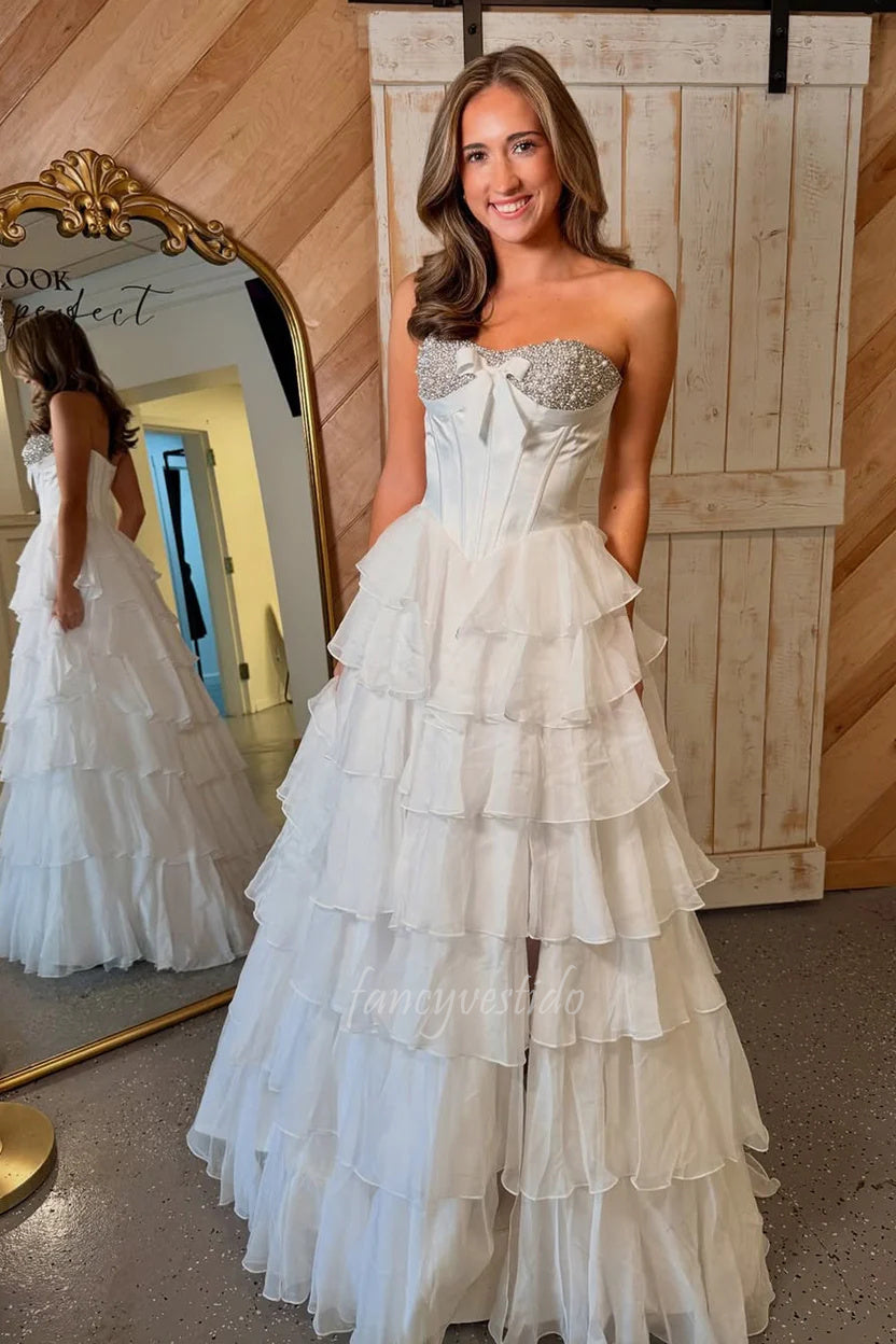 white christmas dresses Fresh Green Simple Chiffon Ruffle Skirt Prom Dress P3305 main image 1
