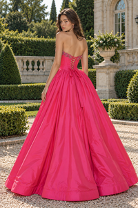 Fashion Satin A-Line Empire Beaded Strapless Corset Party Prom Dress