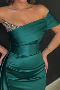 Fashion Satin Mermaid One Shoulder Party Prom Dress With Train