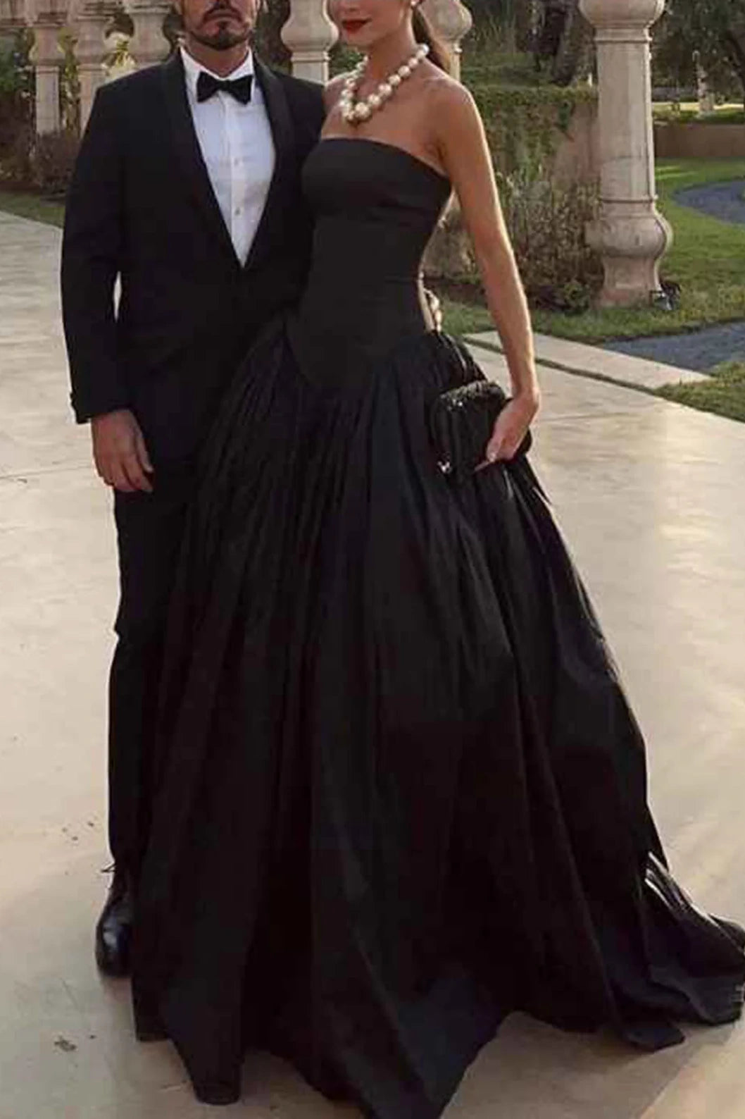 Fashion Satin Strapless Maxi A-Line Party Prom Dress