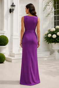 Fashion Scoop Sleeveless Mermaid Satin Mother Of The Bride Dress