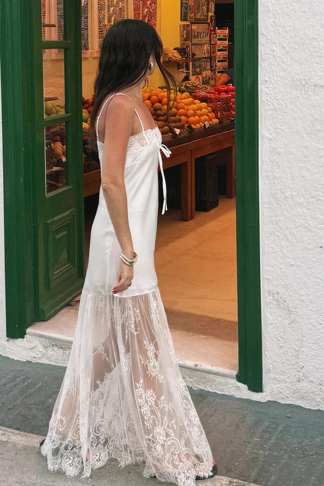 Fashion Square Sleeveless Lace And Satin Long Party Prom Dress