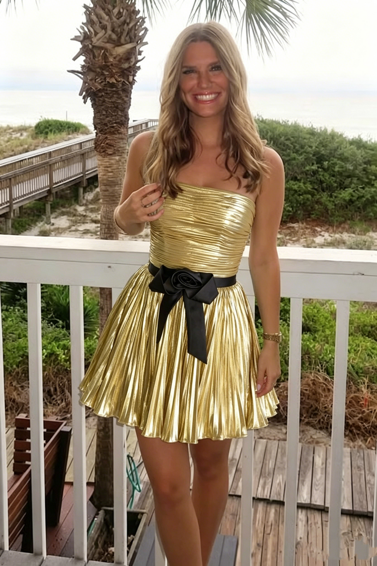 Fashion Strapless Empire A-Line Pleated Mini Homecoming Dress