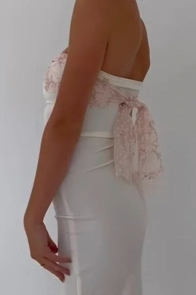 Fashion Strapless Fitted Satin Long Party Prom Dress