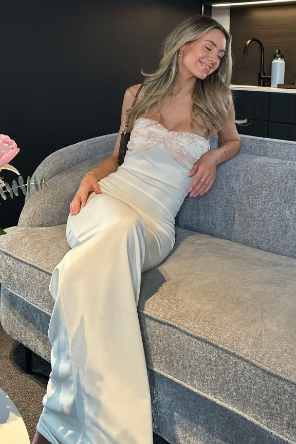 Fashion Strapless Fitted Satin Long Party Prom Dress
