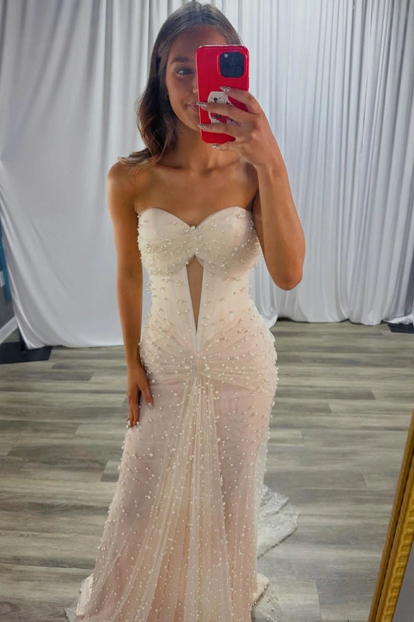 Fashion Tulle And Pearls Sweetheart Empire Party Prom Dress