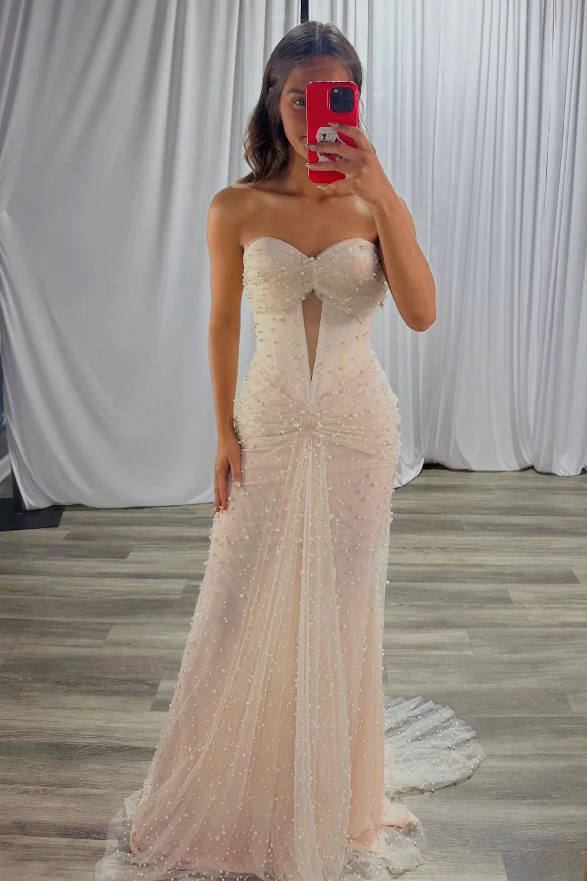 Fashion Tulle And Pearls Sweetheart Empire Party Prom Dress