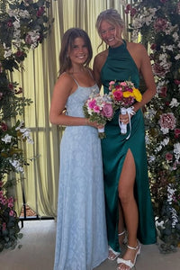Floral Chiffon Boat Sleeveless Long A-Line Party Prom Dress