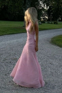 Floral High Neck Sleeveless Pink A-Line Party Prom Dress With Slit 