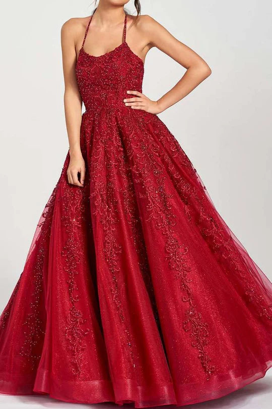Formal A-Line Empire Bateau Lace Appliques Party Prom Dress