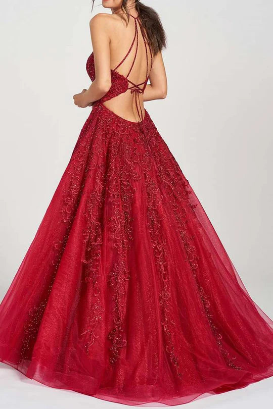 Formal A-Line Empire Bateau Lace Appliques Party Prom Dress