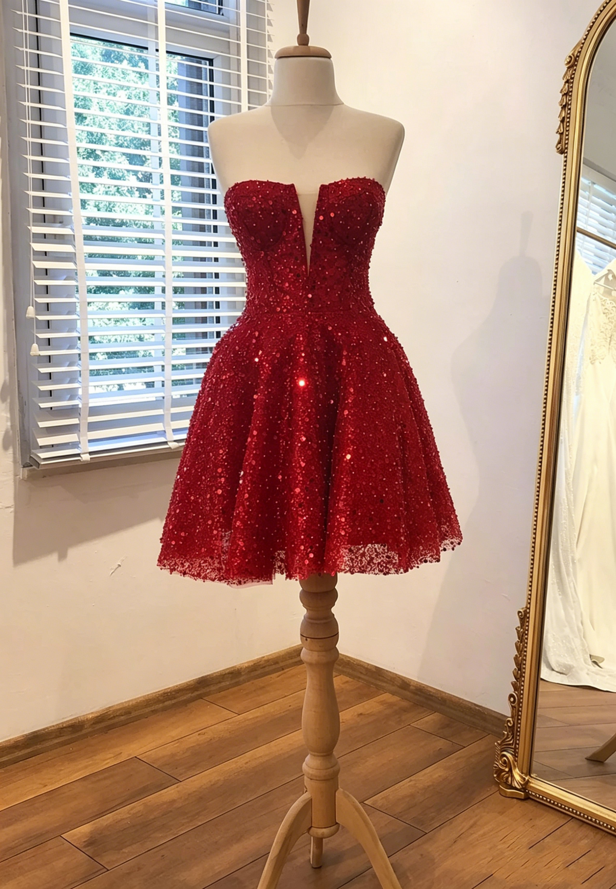 Fully Sequin A-Line Strapless Mini Party Homecoming Dress