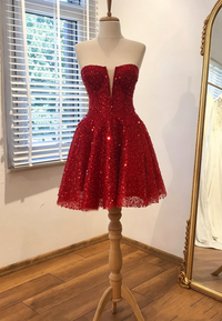 Fully Sequin A-Line Strapless Mini Party Homecoming Dress
